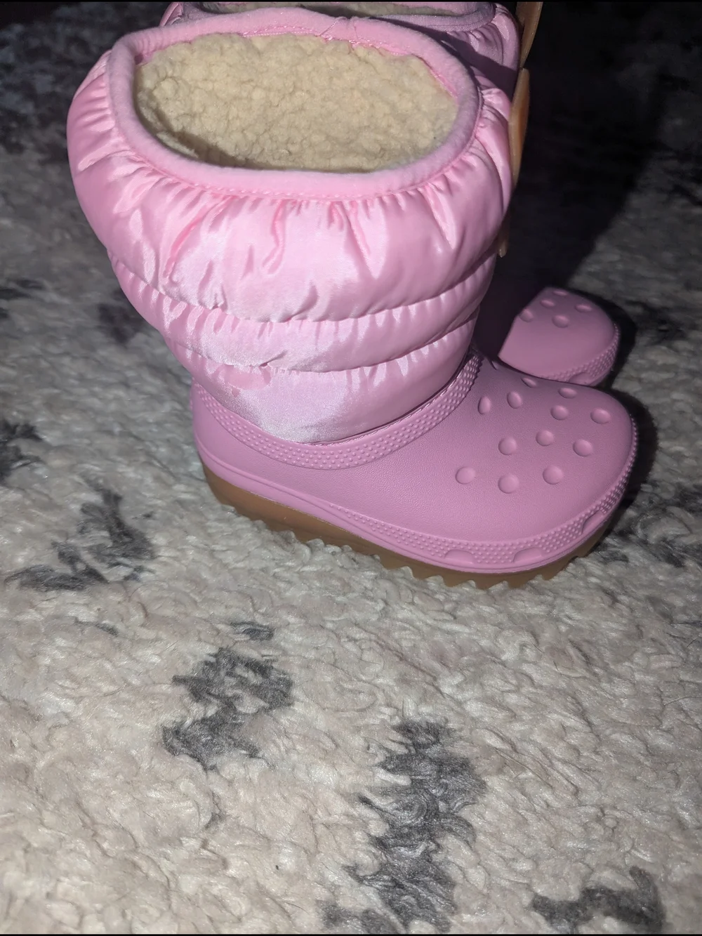 CROCS Kids Pink Puffer Lined Boot